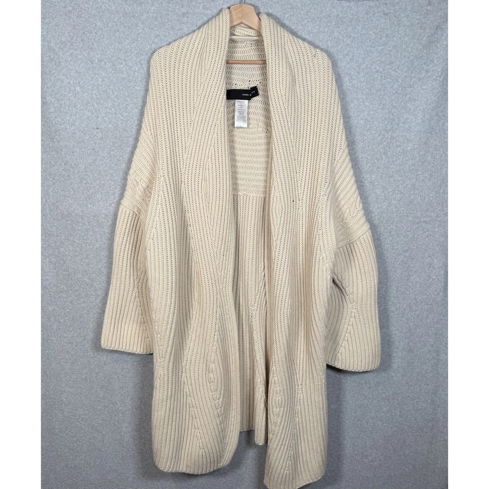 Isabel Benenato Cardigan Womens 42 Ivory Alpaca Yack Wool Long Oversized